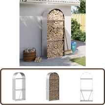 Porte-bûches argenté 80x45x190 cm acier galvanisé - Porte-bûches - Rangement Bûches - Abri À Bûches - Bois De Chauffage - Cheminée