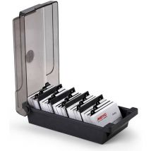 Porte-cartes de visite, boîte de rangement pour cartes de visite, boîte de 500 cartes, avec 4 panneaux de séparation et onglets index A-Z, noir