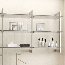 Lot de consoles pour 5 tablettes en verre pour la structure Zero, verre non inclus, Zamak, Peint gris pierre - talla - Emuca