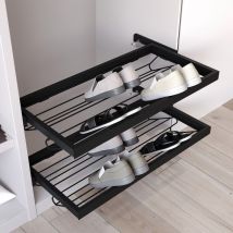 Emuca - 7028154 Kit de rangement de chaussures en métal avec cadre avec coulisses à fermeture souple pour armoire, réglable, modu