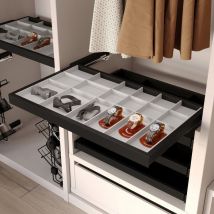 Emuca - 7028754 Kit de organiser de tiroirs et cadre coulissant soft close pour armoires, réglable, module 800mm, Noir texturé et