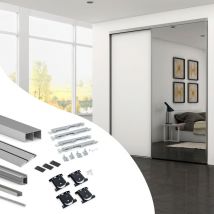 Kit de quincaillerie pour armoire à 2 portes coulissantes avec fermeture souple Placard 74, Modèle de poignée Sharp, épaisseur 16mm, panneaux non