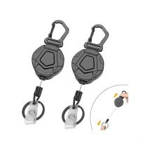 Porte Clef Badge Enrouleur, Lot De Deux Porte-badges Clé Retractable Avec Mousqueton, Robuste Attache Porte-badge Cle de Solide Extensible Acier