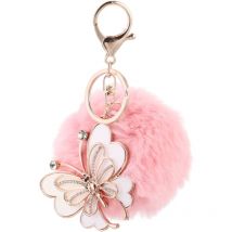 Feiyue - Porte-clés à pompon en peluche pour voiture, breloque pour sac, cadeau