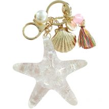 Feiyue - Porte-clés coquillage Porte-clés étoile de mer Porte-clés coquillage perle pompon Porte-clés pendentif