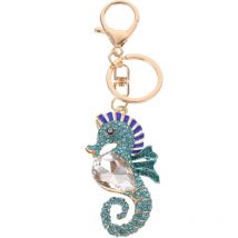 Porte-clés créatif en alliage avec pendentif hippocampe, décoration, cadeau d'anniversaire pour femmes et étudiantes, bleu