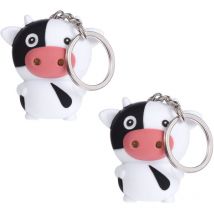 Porte-clés en forme de vache pour voiture et lampe de poche led, pendentif pour homme, 2 pièces, bracelet cadeau, anneaux en métal, porte-clés léger