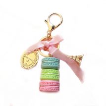 Fei Yu - Porte-clés macaron Porte-clés en alliage coloré, adorable porte-clés macaron pendentif décoration de voiture
