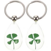 Feiyue - Porte-clés trèfle 2 pièces porte-bonheur à quatre feuilles phosphorescent