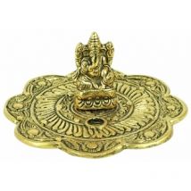 Porte-cônes d'encens Ganesh en aluminium doré