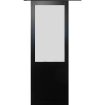 Gd Menuiseries - Porte Coulissante Athena Noir H204 x L73 + Rail Alu Bandeau Noir Et 2 Coquilles
