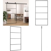 Porte coulissante Aluminium et verre esg 102,5x205 cm Noir - Portes Coulissantes - Porte D'entrée - Porte Aluminium - Porte Vitrée - Portails