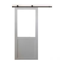 Gd Menuiseries - Porte Coulissante Atelier Blanc H204 x L73 Sans Meneau + Rail a Roulettes Et 2 Coquilles