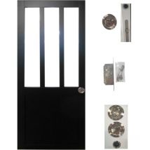 Porte Coulissante Atelier Noir H204 X L83 + Serrure a Condamnation