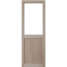 Gd Menuiseries - Porte Coulissante Atelier Placage Chêne Vitrée H204 x L73