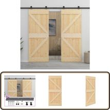 Porte coulissante avec kit de quincaillerie 80x210cm Pin massif - Portes Coulissantes - Porte En Bois - Porte Entrée - Portes Intérieures - Bois
