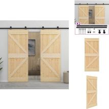 Porte coulissante avec kit de quincaillerie 80x210cm Pin massif - Portes Coulissantes - Porte En Bois - Porte Entrée - Portes Intérieures - Bois
