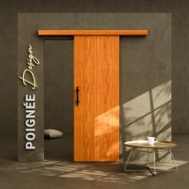 Mon Marché Déco - Porte Coulissante avec Rail + Poignée Verticale - Alizés 73 cm