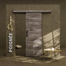 Mon Marché Déco - Porte Coulissante avec Rail + Poignée Verticale - Gris Blanchi 73 cm