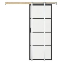 Vente-unique - Porte coulissante avec système à galandage - aluminium et verre trempé transparent - H205 x L83 cm - sinca ii