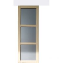 Gd Menuiseries - Porte Coulissante Ayous 3 Panneaux Gris Ral 7035 H204 x L73 + Rail Alu Bandeau Blanc Et 2 Coquilles