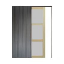 Gd Menuiseries - Porte Coulissante Ayous 3 Panneaux Gris Ral 7035 H204 x L73 + Systeme a Galandage Et Kit Finition Inclus