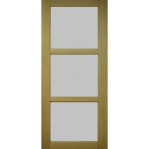 Gd Menuiseries - porte coulissante 204 x 73 en mdf placage ayous &43 serrure a condamnation,Fabrique en France, panneaux mdf gris clair, ouvrant de