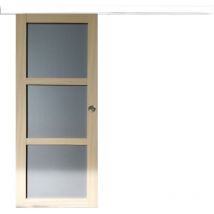 Gd Menuiseries - Porte Coulissante Ayous 3 Panneaux Gris Ral 7035 H204 x L83 + Rail Alu Bandeau Blanc Et 2 Coquilles