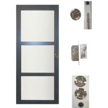 Gd Menuiseries - Porte Coulissante Blakeria ral 7016 Vitree H204 x L73 + serrure a condamnation