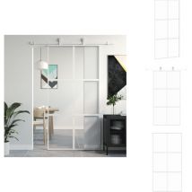 Porte coulissante blanc 102,5x205 cm verre trempé aluminium - Portes Coulissantes - Porte Vitrée - Porte D'intérieur - Porte De Garage - Portes