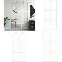 Porte coulissante blanc 102,5x205 cm verre trempé aluminium - Portes Coulissantes - Porte Vitrée - Porte D'intérieur - Porte De Garage - Portes
