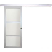 Porte Coulissante Greyria Gris Clair Ral7035 Vitree H204 X L73 + Rail Alu Et 2 Coquilles
