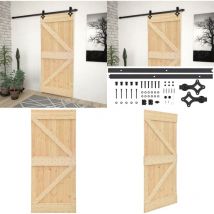 Porte coulissante et kit de quincaillerie 100x210 cm Pin massif - Portes Coulissantes - Porte En Bois - Porte Entrée - Porte Extérieure