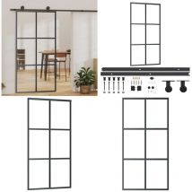 Porte coulissante et quincaillerie Verre et Aluminium 102x205cm - Portes Coulissantes - Porte Vitrée - Porte Aluminium - Portes Intérieures - Kit De
