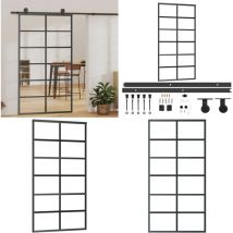 Porte coulissante et quincaillerie Verre et Aluminium 102x205cm - Portes Coulissantes - Porte Vitrée - Porte Aluminium - Portes Intérieures - Kit De