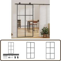 Porte coulissante et quincaillerie Verre et Aluminium 102x205cm - Portes Coulissantes - Porte Vitrée - Porte Aluminium - Portes Intérieures - Kit De