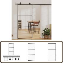 Porte coulissante et quincaillerie Verre et Aluminium 90x205 cm - Portes Coulissantes - Porte Vitrée - Porte Aluminium - Portes Intérieures