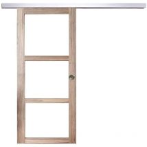 Gd Menuiseries - Porte Coulissante Frake Vitrage Transparent H204 x L73 + Rail Alu Et 2 Coquilles