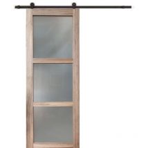 Gd Menuiseries - Porte Coulissante Frake Vitree H204 x L73 + Rail a Roulette + 2 Coquilles