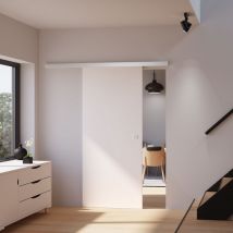 Schulte - Porte coulissante intérieure 102 x 220 cm, Porte pleine en bois blanc - Poignée ronde