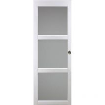 Gd Menuiseries - Porte Coulissante Kenya Blanc Vitrée H204 x L93 Et 2 Coquilles