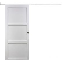 Gd Menuiseries - Porte Coulissante Korya Blanc 3 Panneaux H204 x L93 + Rail Alu Bandeau Blanc Et 2 Coquilles