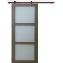 Porte Coulissante Marron Ral7006 Vitee H204 X L73 + Rail A Roulette