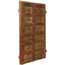 Porte coulissante médiévale ancienne en bois massif et en fer pour l'intérieur ou l'extérieur