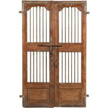 Porte coulissante médiévale ancienne en bois massif et en fer pour l'intérieur ou l'extérieur