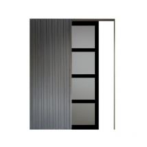 Porte Coulissante Telia Noir Vitrée H204 X L83 + Systeme Galandage Et Kit De Finition Inclus