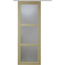 Gd Menuiseries - Porte Coulissante Bois Ayous Vitrée H204 x L73 + Rail Alu