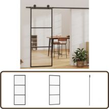 Porte coulissante Verre esg et aluminium 76x205 cm Noir - Portes Coulissantes - Porte Vitrée - Porte Aluminium - Porte Intérieur - Fenêtre Coulissante