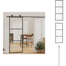 Porte coulissante Verre esg et aluminium 76x205 cm Noir - Portes Coulissantes - Porte Vitrée - Porte Aluminium - Porte Intérieur - Fenêtre Coulissante