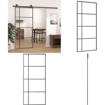 Porte coulissante Verre esg et aluminium 90x205 cm Noir - Portes Coulissantes - Porte D'entrée - Porte En Verre - Porte Intérieure - Porte Design